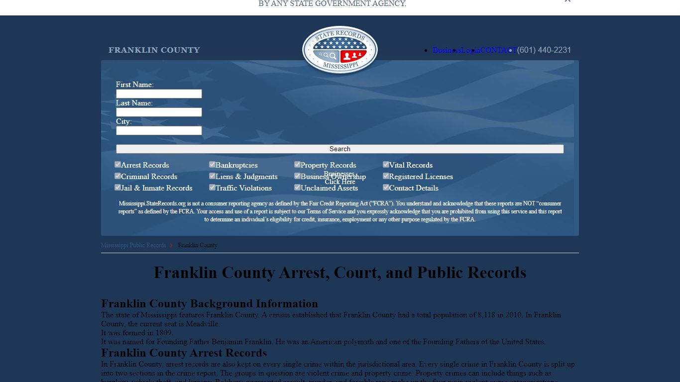 Franklin County Arrest, Court, and Public Records