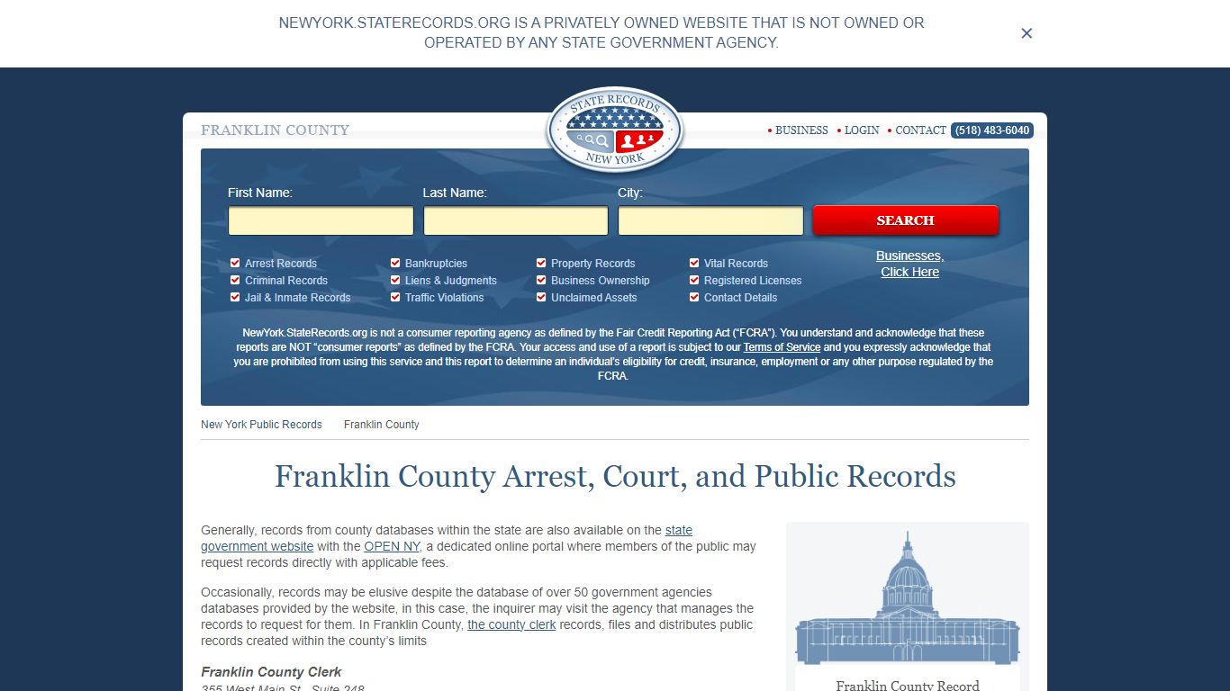 Franklin County Arrest, Court, and Public Records